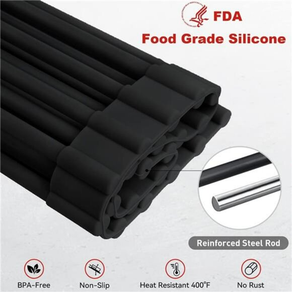 Over sink roll up dish drying rack silicone foldable kitchen mat heat resistant - Picture 6 of 7